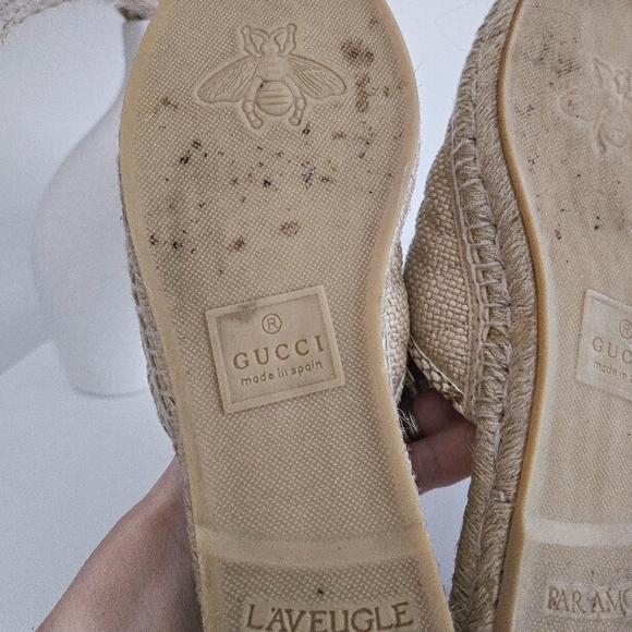 Gucci Straw Elaphe Matelasse GG marmont espadrille slides mules - Picture 7 of 10